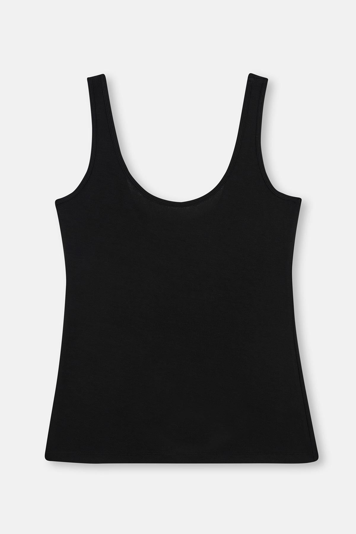 Black BASIC MODAL SQUARE COLLAR TANKTOP