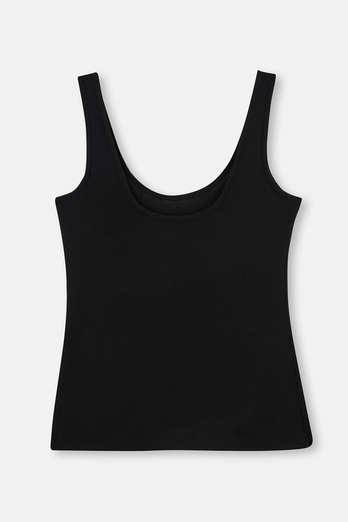 Black BASIC MODAL SQUARE COLLAR TANKTOP