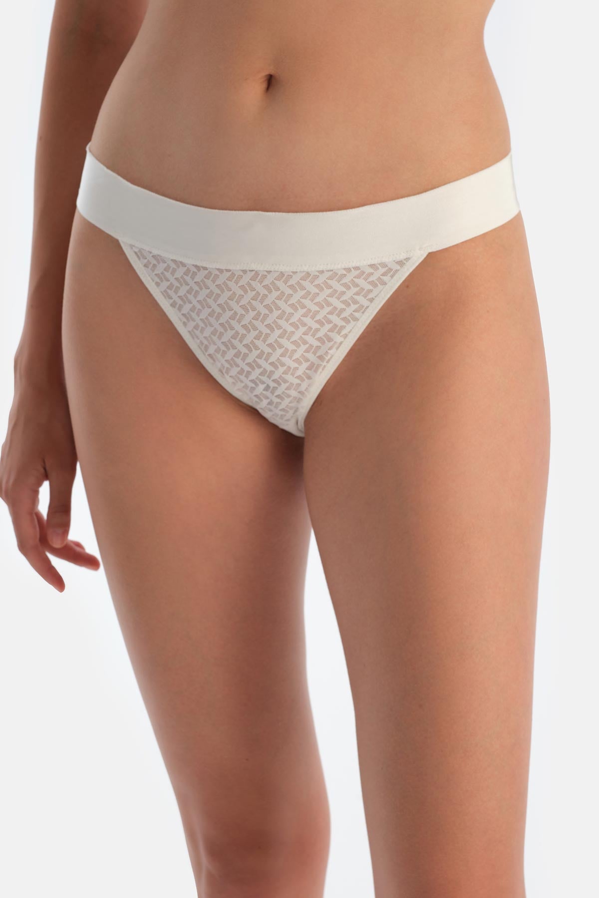 Off White BRAZILIAN PANTIES WITH PREMIUM LACE AND RUBBER DETAIL