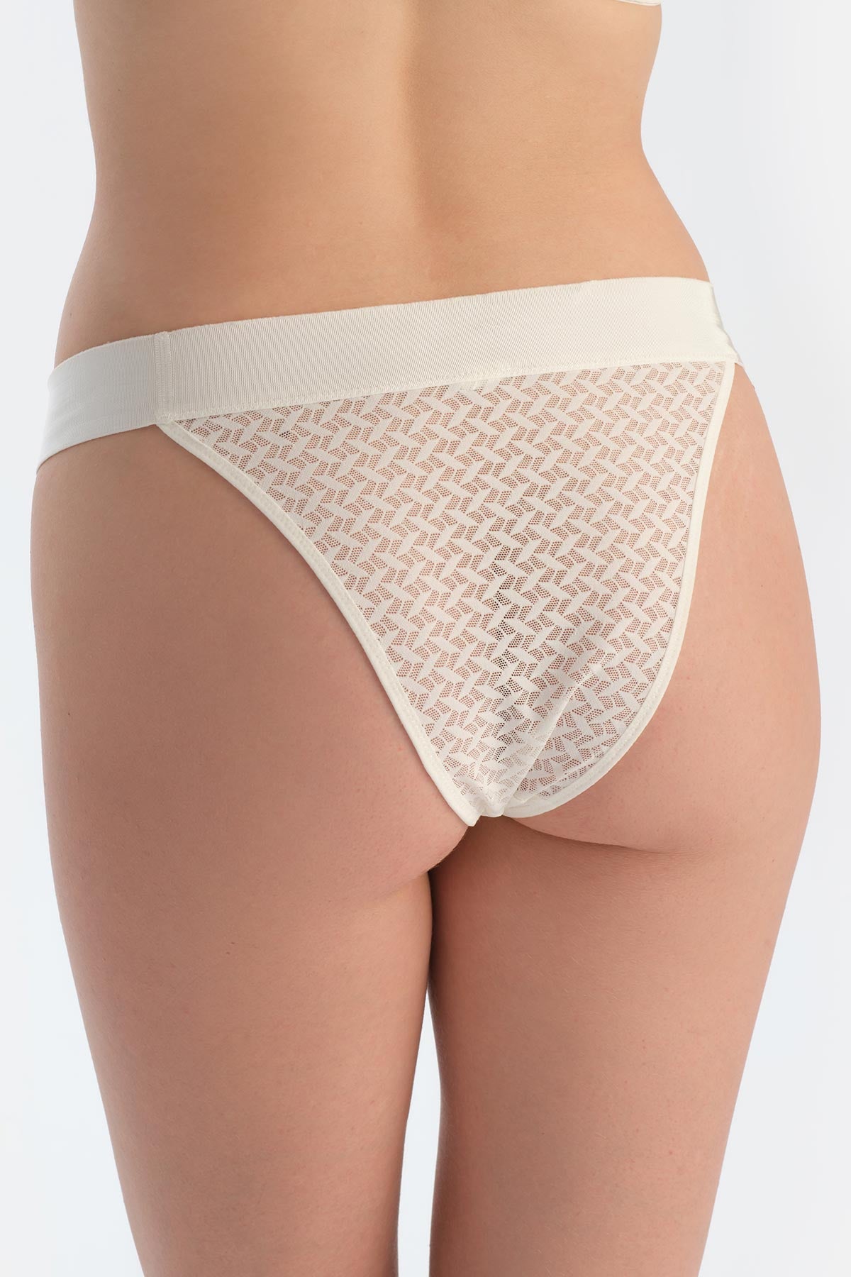 Off White BRAZILIAN PANTIES WITH PREMIUM LACE AND RUBBER DETAIL