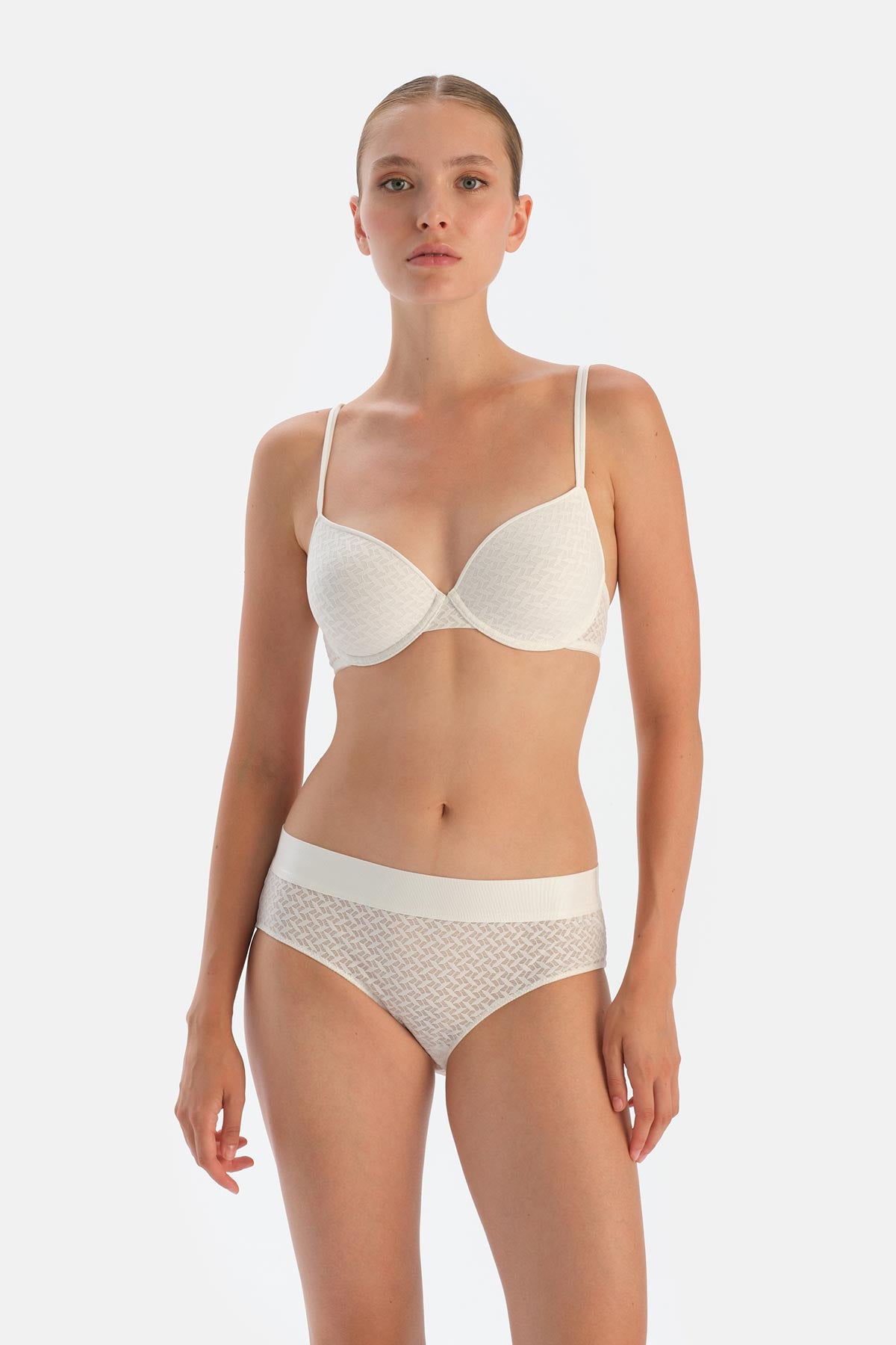 Off White PREMIUM LACE AND RUBBER DETAIL HIPSTER PANTIES