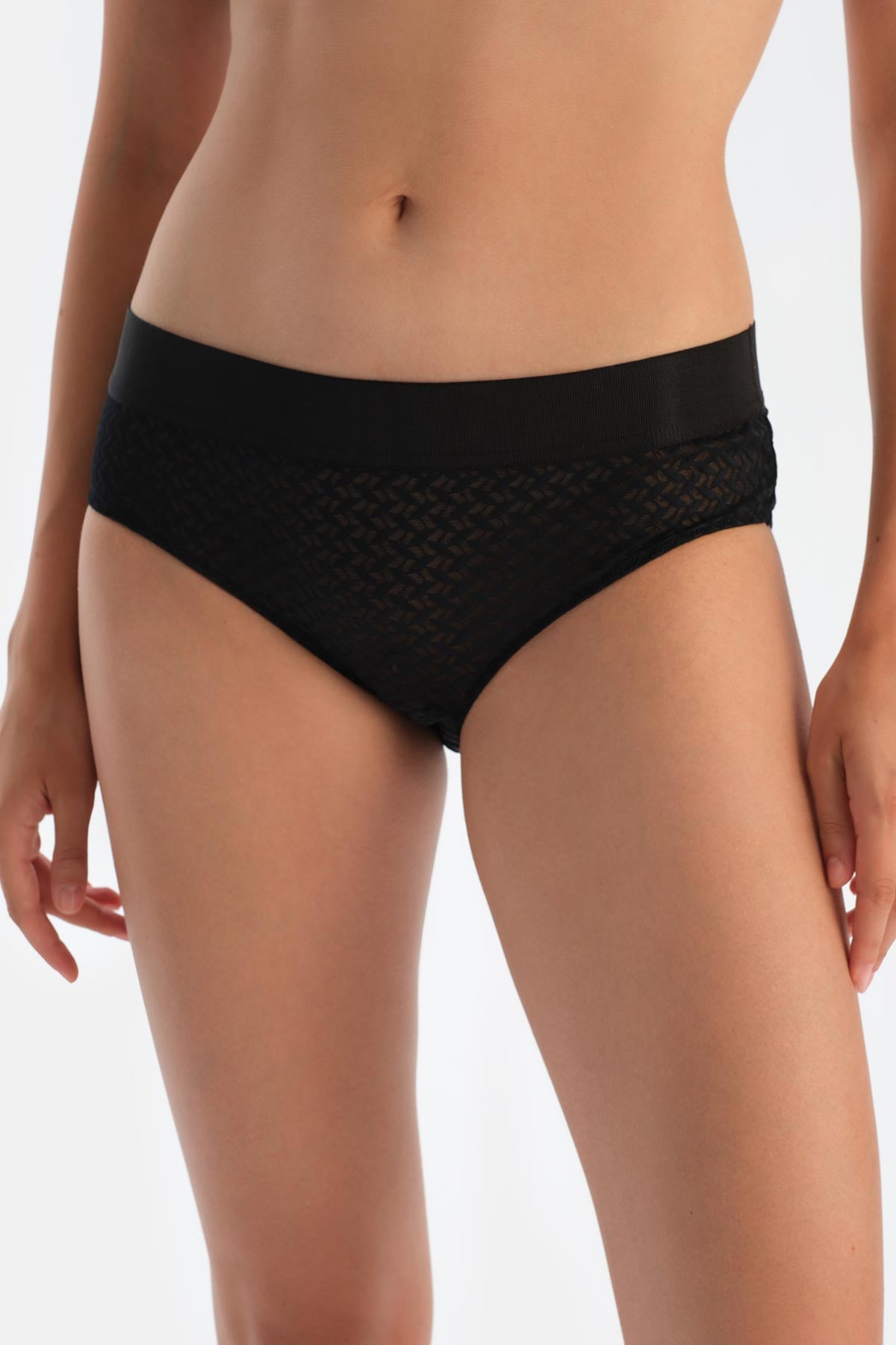 Black PREMIUM LACE AND RUBBER DETAIL HIPSTER PANTIES