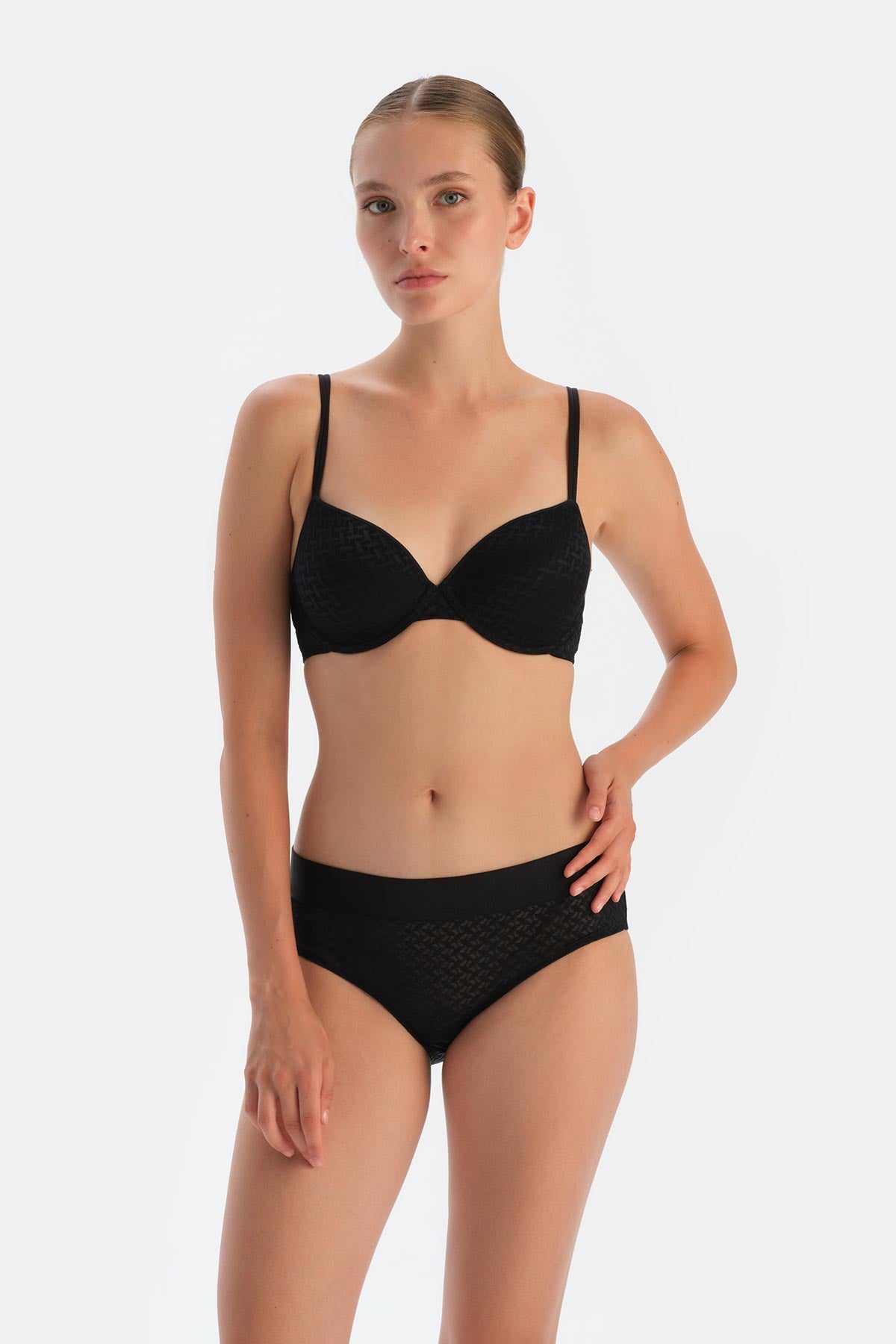 Black PREMIUM LACE AND RUBBER DETAIL HIPSTER PANTIES