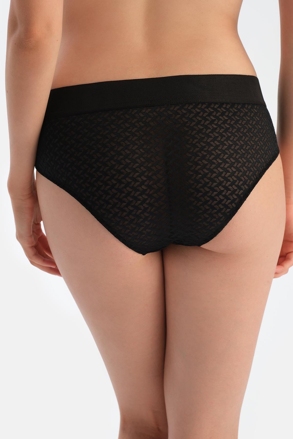 Black PREMIUM LACE AND RUBBER DETAIL HIPSTER PANTIES