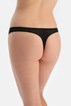 Black PREMIUM LACE AND RUBBER DETAIL THONG PANTIES
