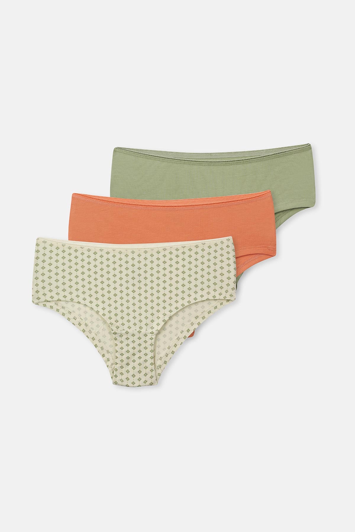 Salmon-Green 3-PACK PATTERNED HIPSTER PANTIES