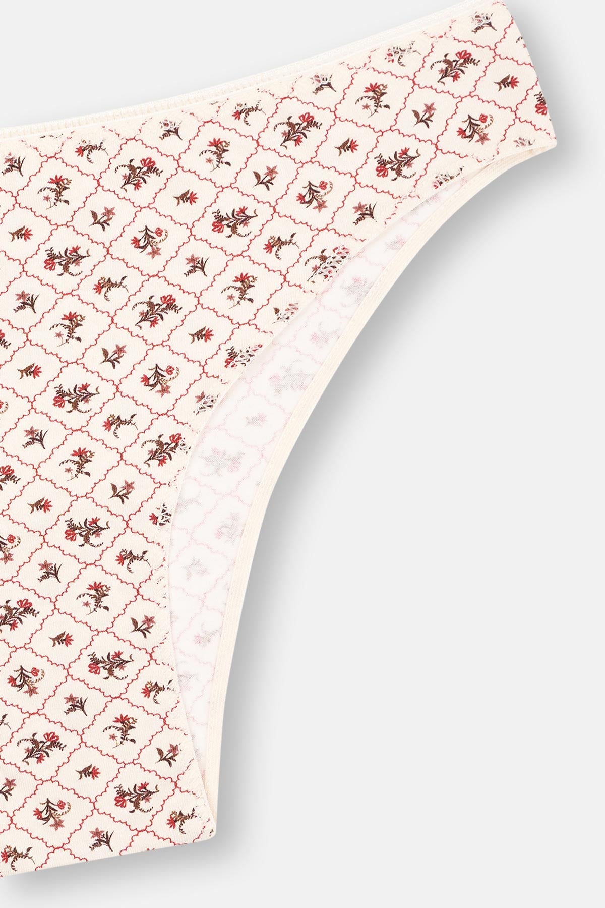 Ecru-Red-Milky Coffee 3-PACK PATTERNED BRAZILIAN PANTIES