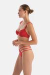 Red Lace G-String Panties with Back Accessory Detail