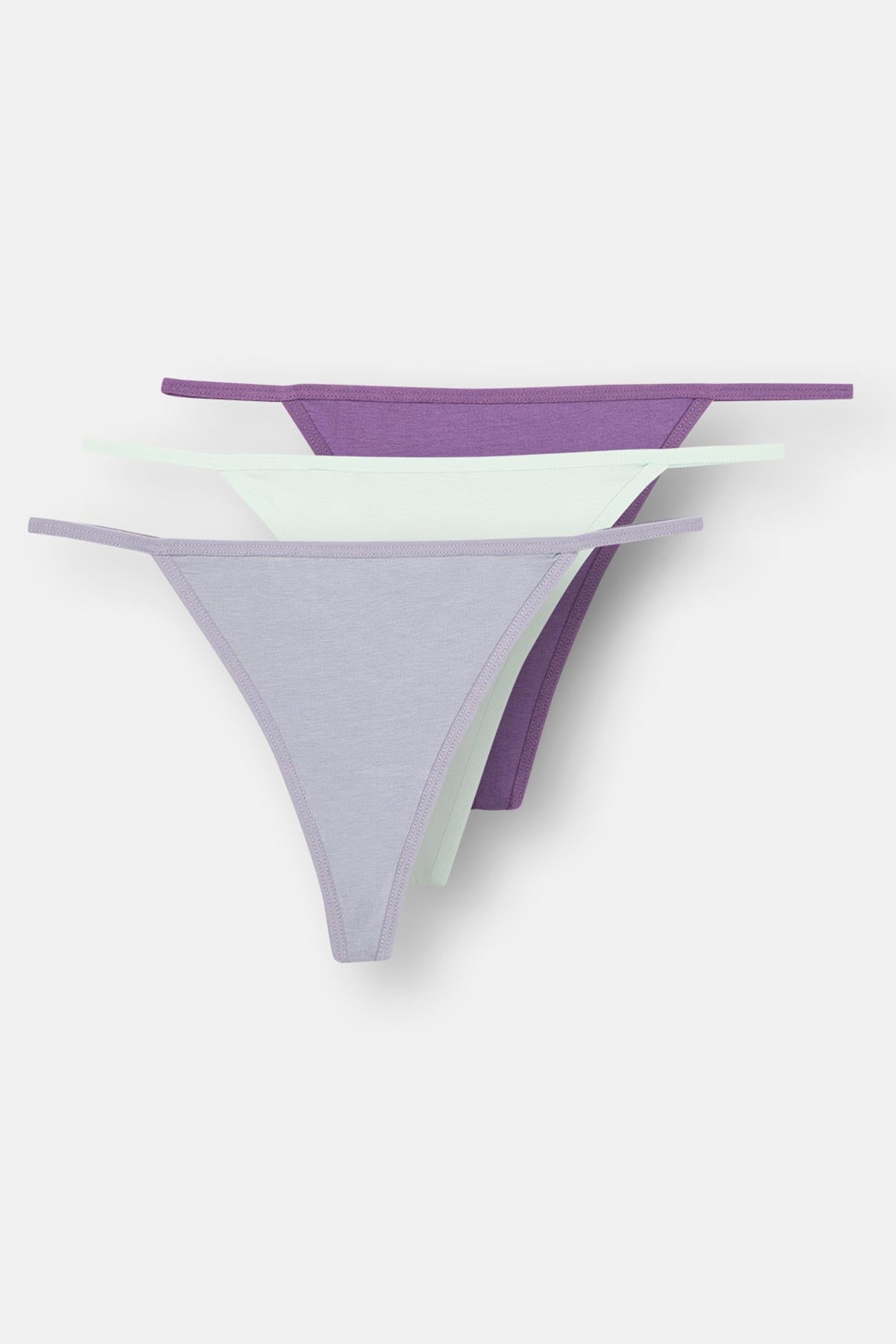 Gray-Mint-Purple 3-PACK PLAIN G-STRING PANTIES