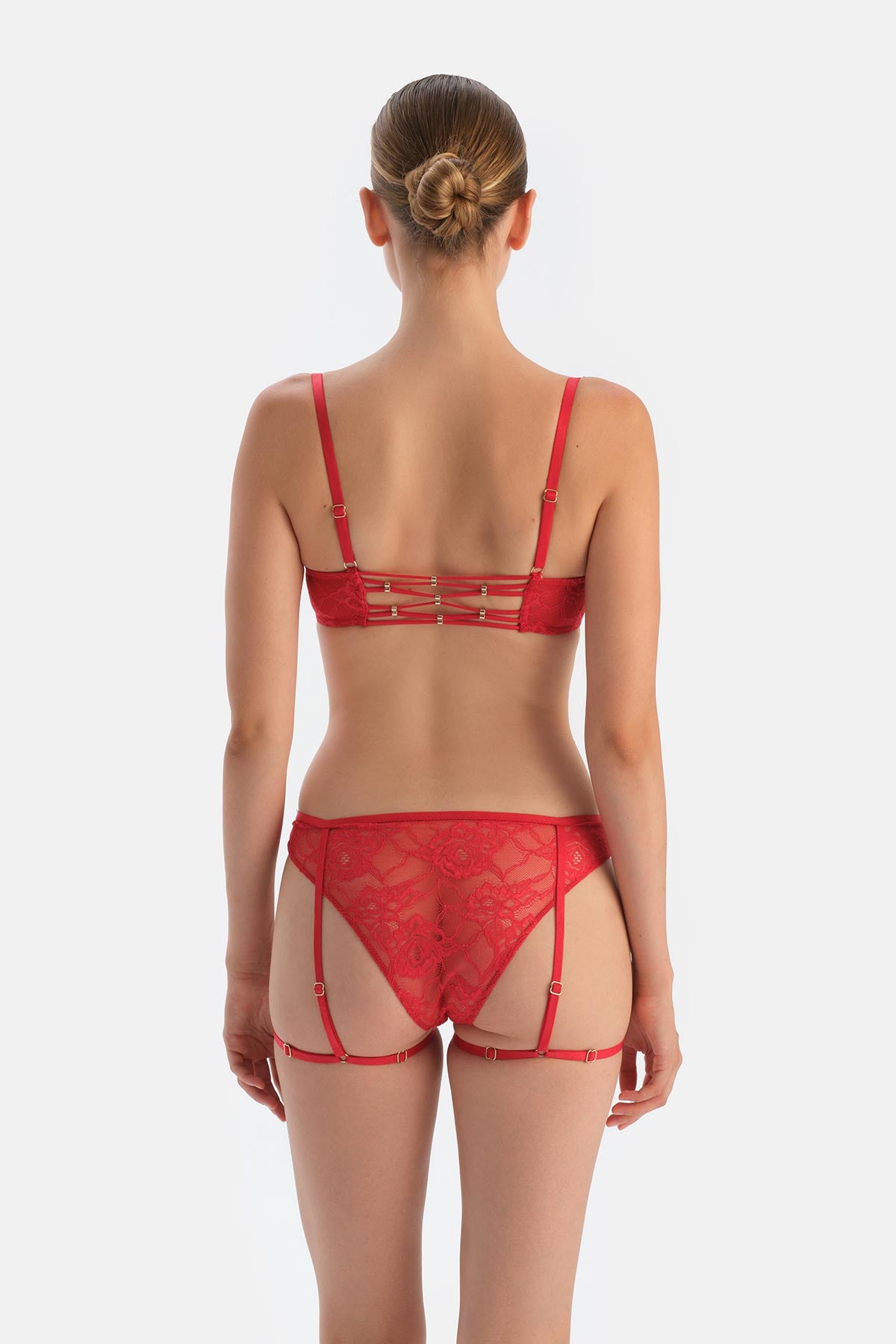 Red Garter Look Adjustable Elastic Brazilian Panties