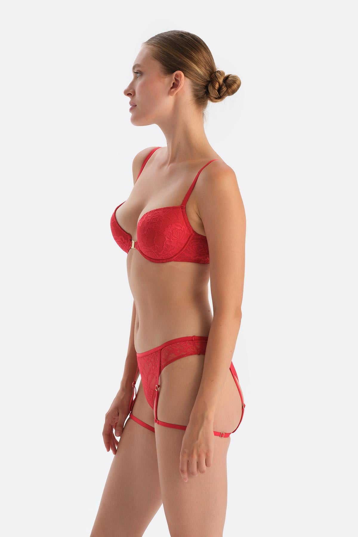 Red Garter Look Adjustable Elastic Brazilian Panties