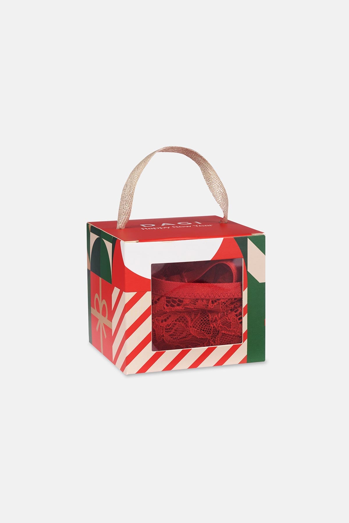 Red Lace Thong Panties with Back Accessory Detail