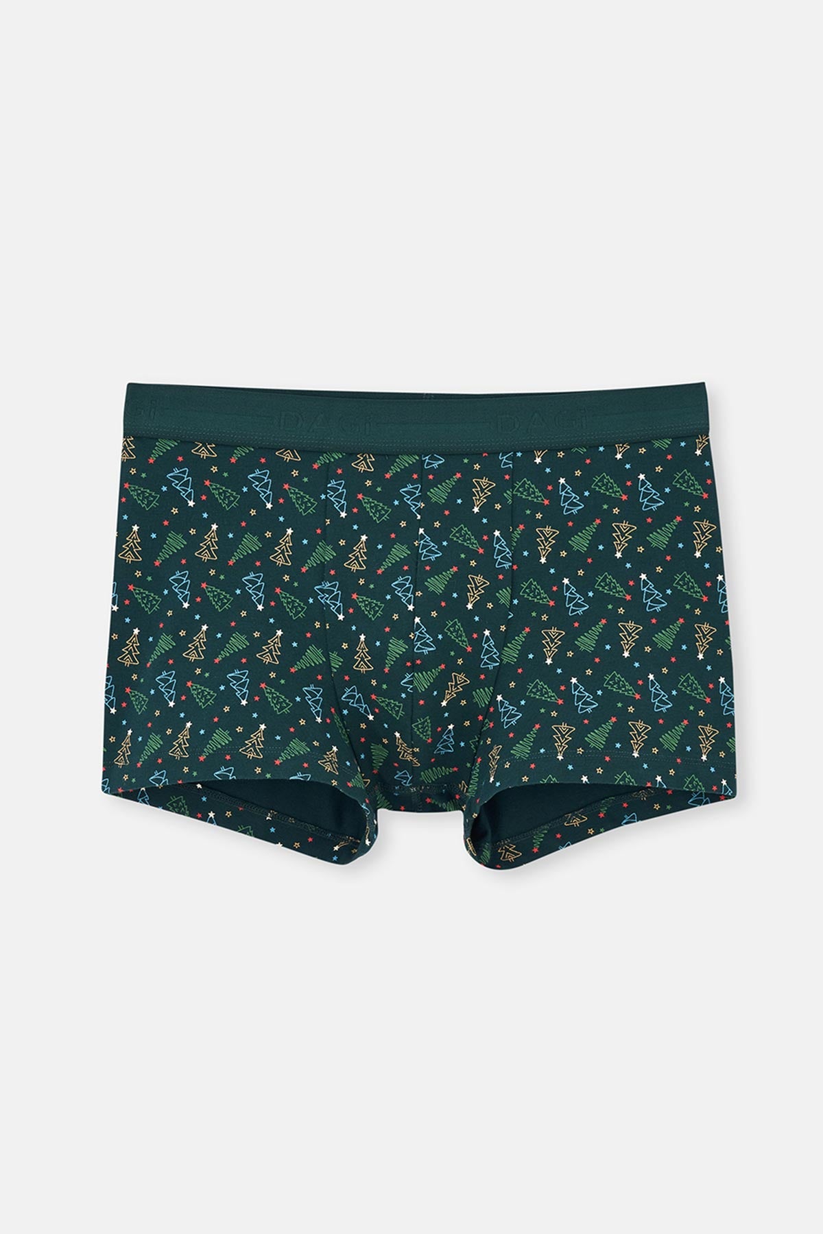 Koyu Yeşil Desenli Pamuk Boxer