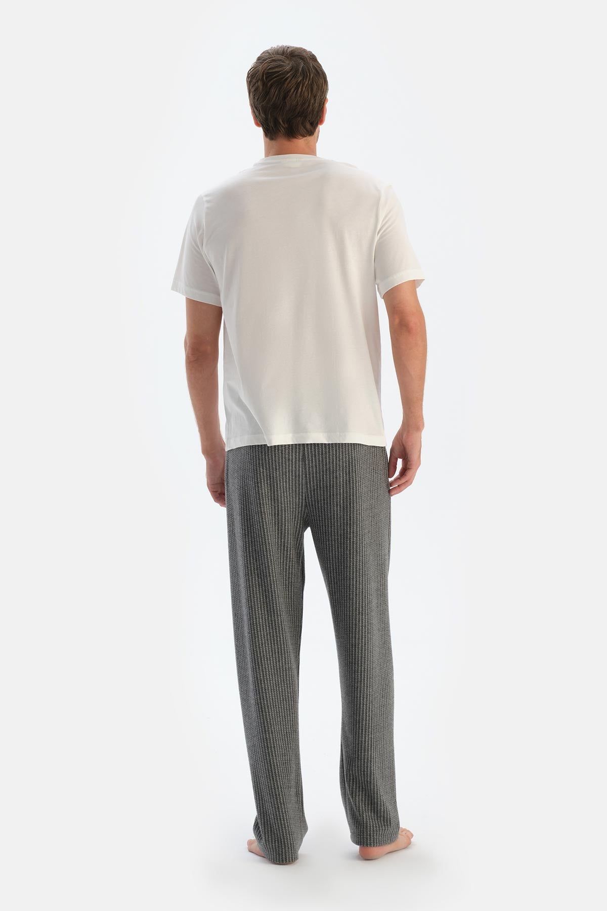 Grey STRIPED KNITTED TROUSERS