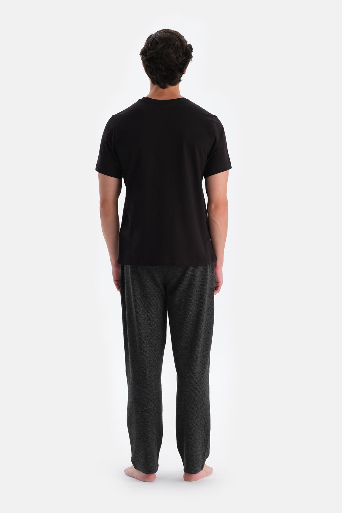 Füme Jakarlı Örme Pantolon Pijama Altı