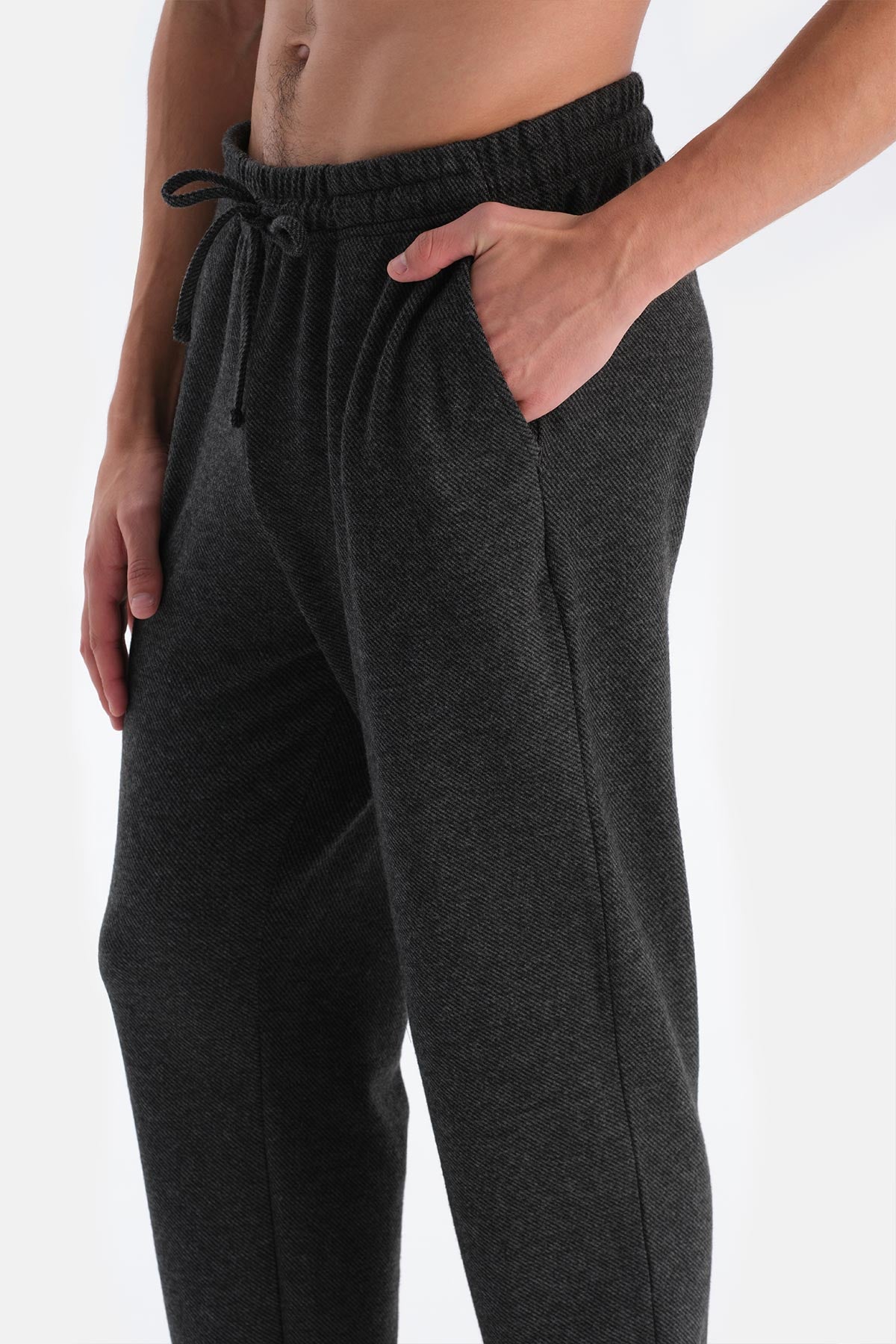 Füme Jakarlı Örme Pantolon Pijama Altı