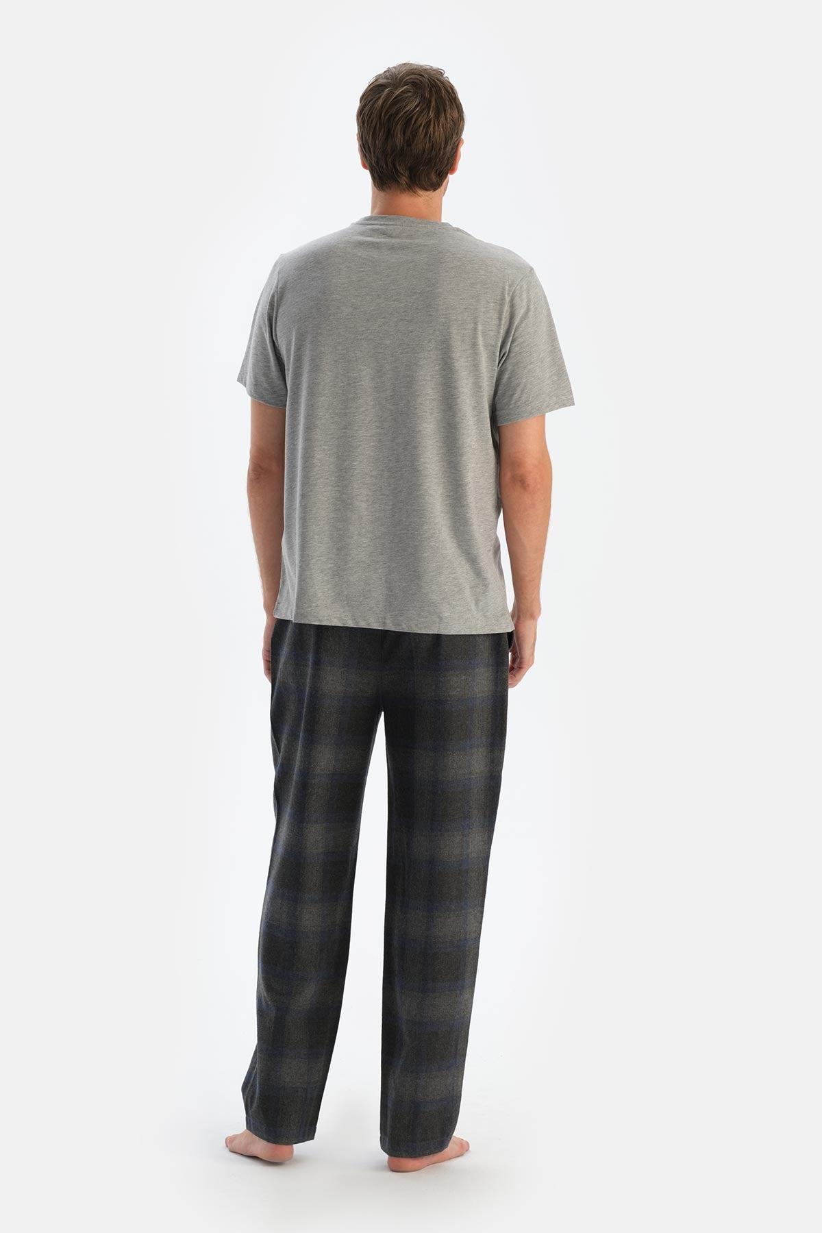 Smoke PLAID WOVEN TROUSERS