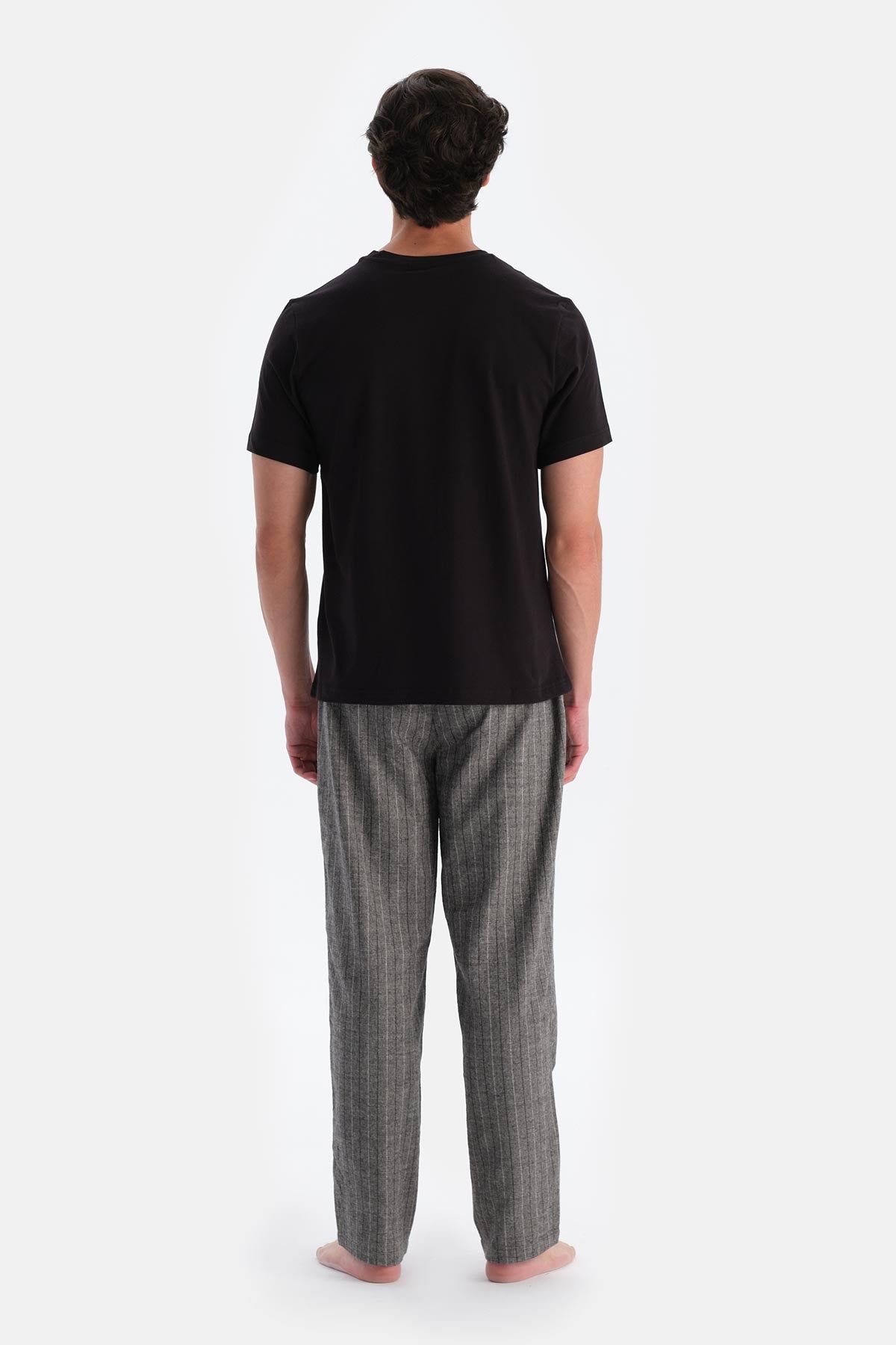 Grey STRIPED WOVEN TROUSERS