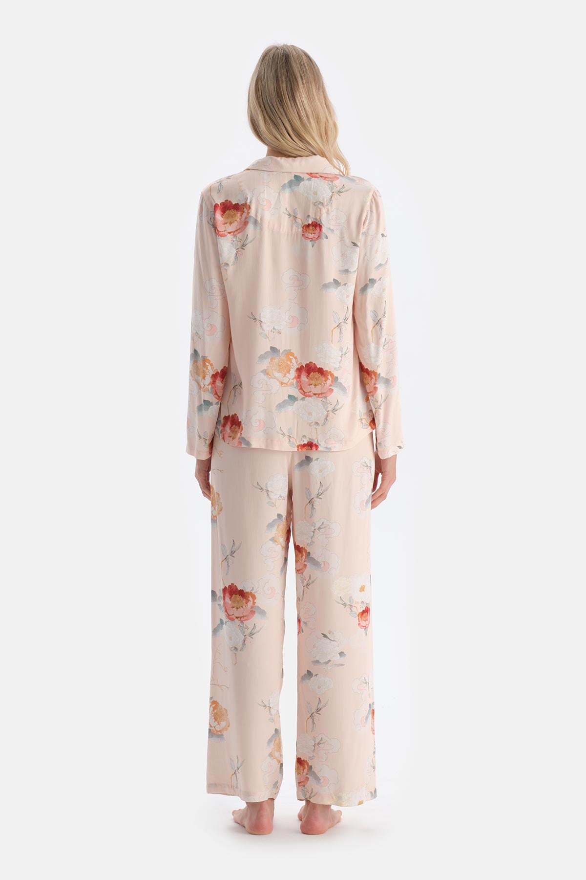 Cream FLORAL VISCOSE WOVEN TROUSERS