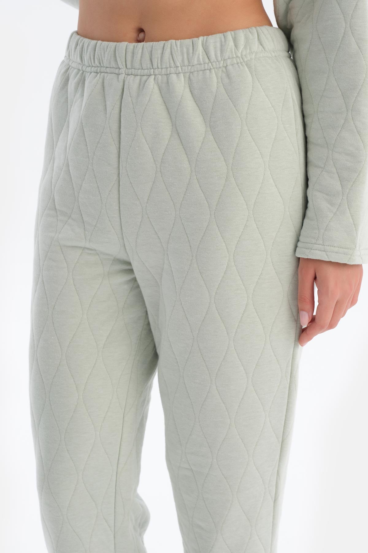 Açık Gri Kapitone Pijama Altı