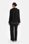 Black LACE DETAILED SATIN BRIDE TROUSERS