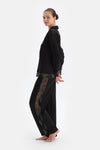 Black LACE DETAILED SATIN BRIDE TROUSERS