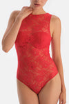 Red Bodysuit with Back Accessory Detail