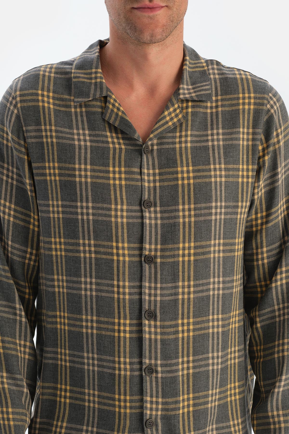 Smoke PLAID WOVEN VISCOSE SHIRT