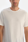 Ecru CREW NECK SHORT SLEEVE T-SHIRT PAJAMA SET WITH PATTERNED SHORTS