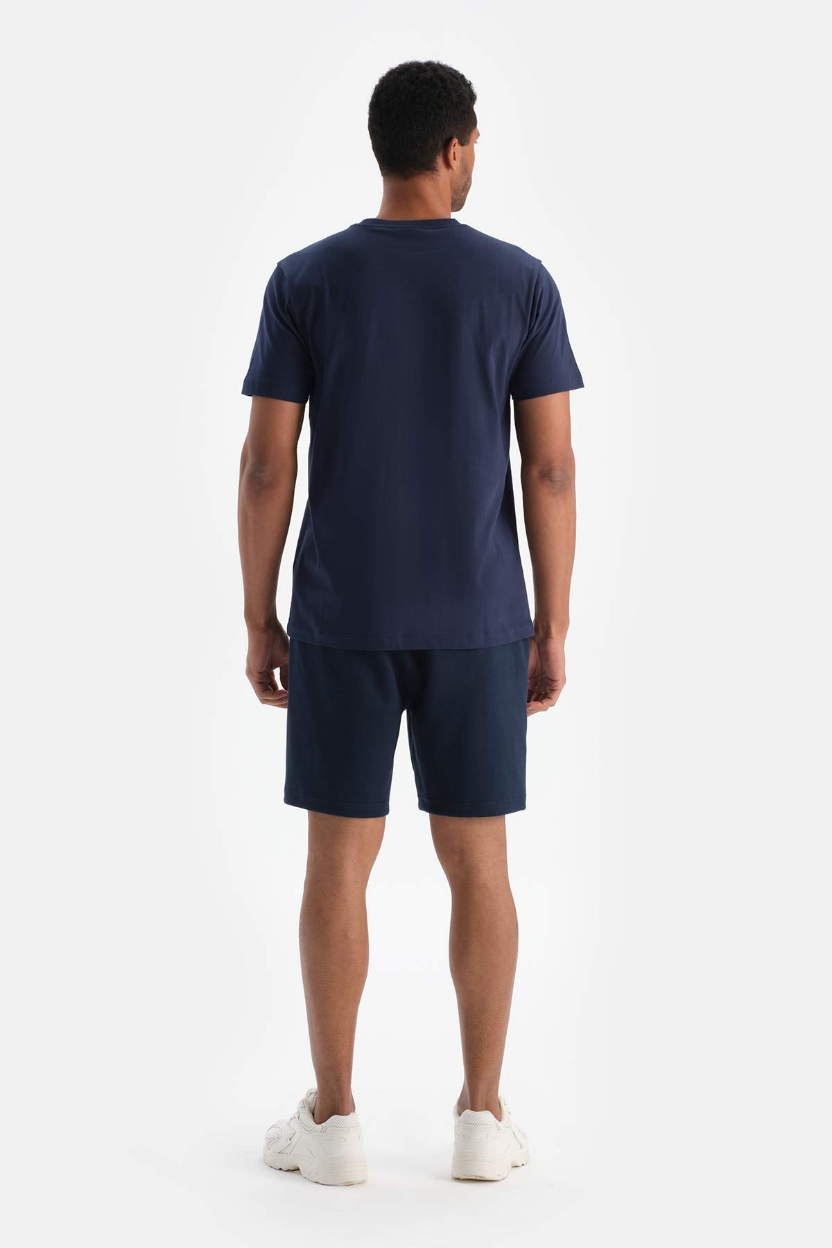 Lacivert Dagi Active Erkek Güneş Baskılı Pamuklu Tişört