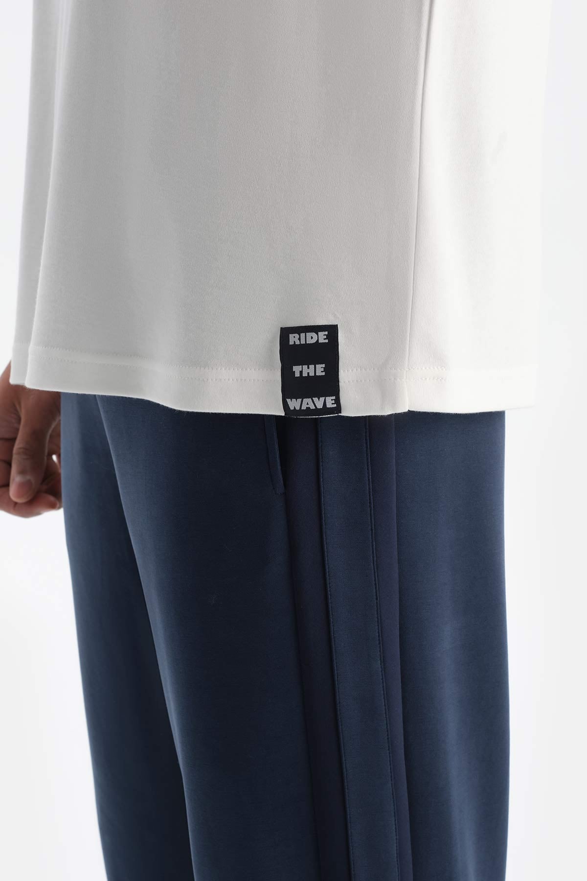 Kırık Beyaz Dagi Active Kırık Erkek Okyanus Baskılı Modal Tişört