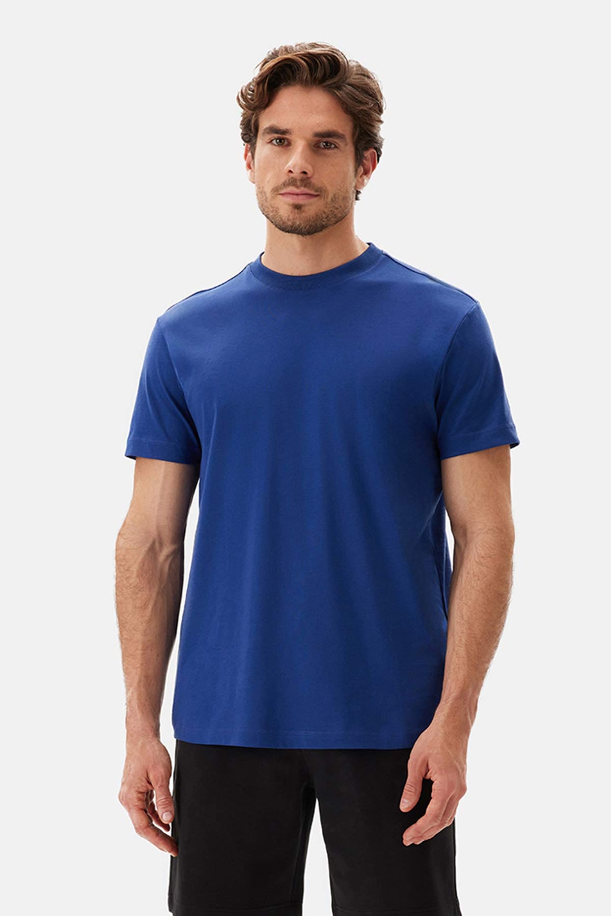 Navy WOVEN STRIPED TROUSERS