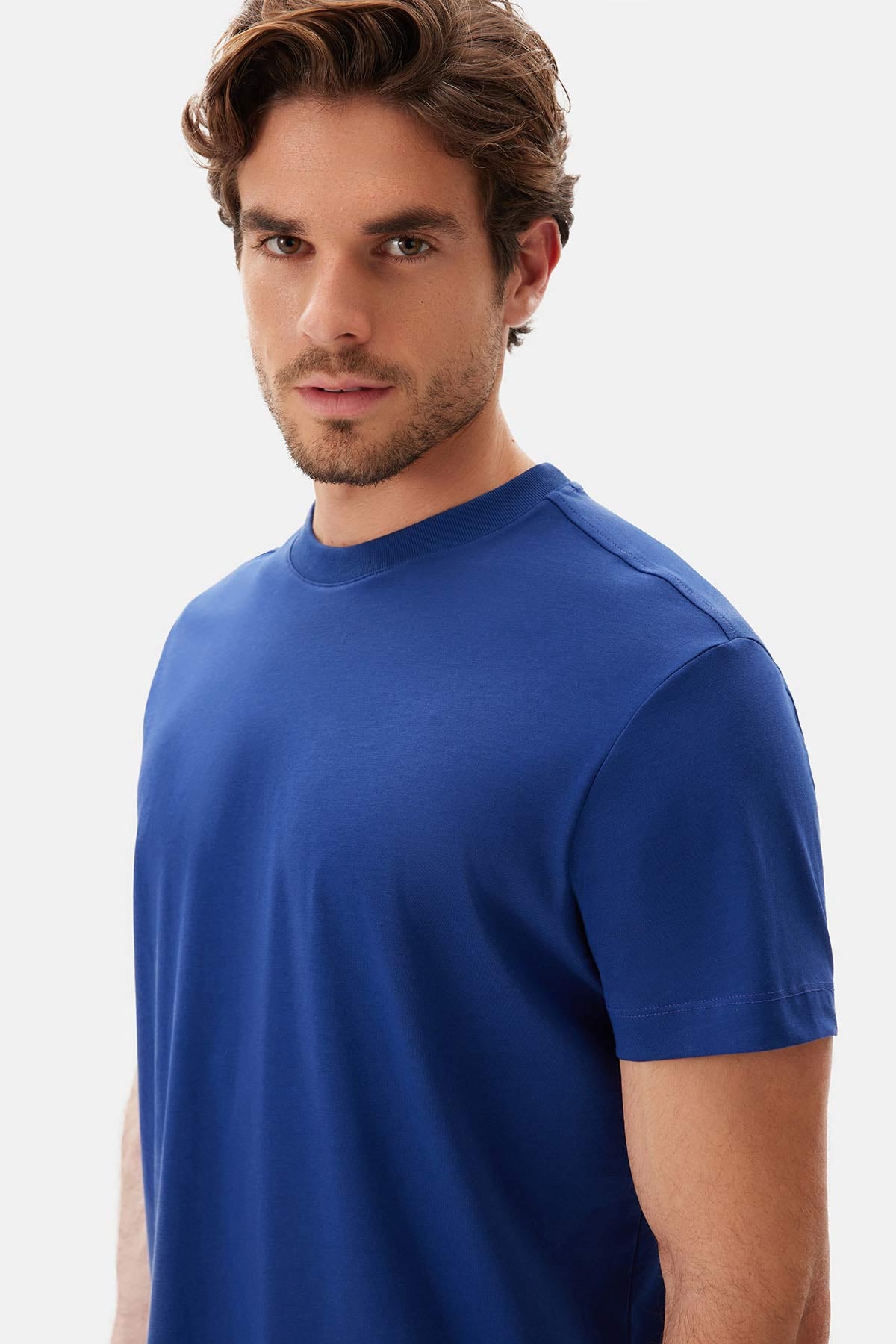 Navy WOVEN STRIPED TROUSERS