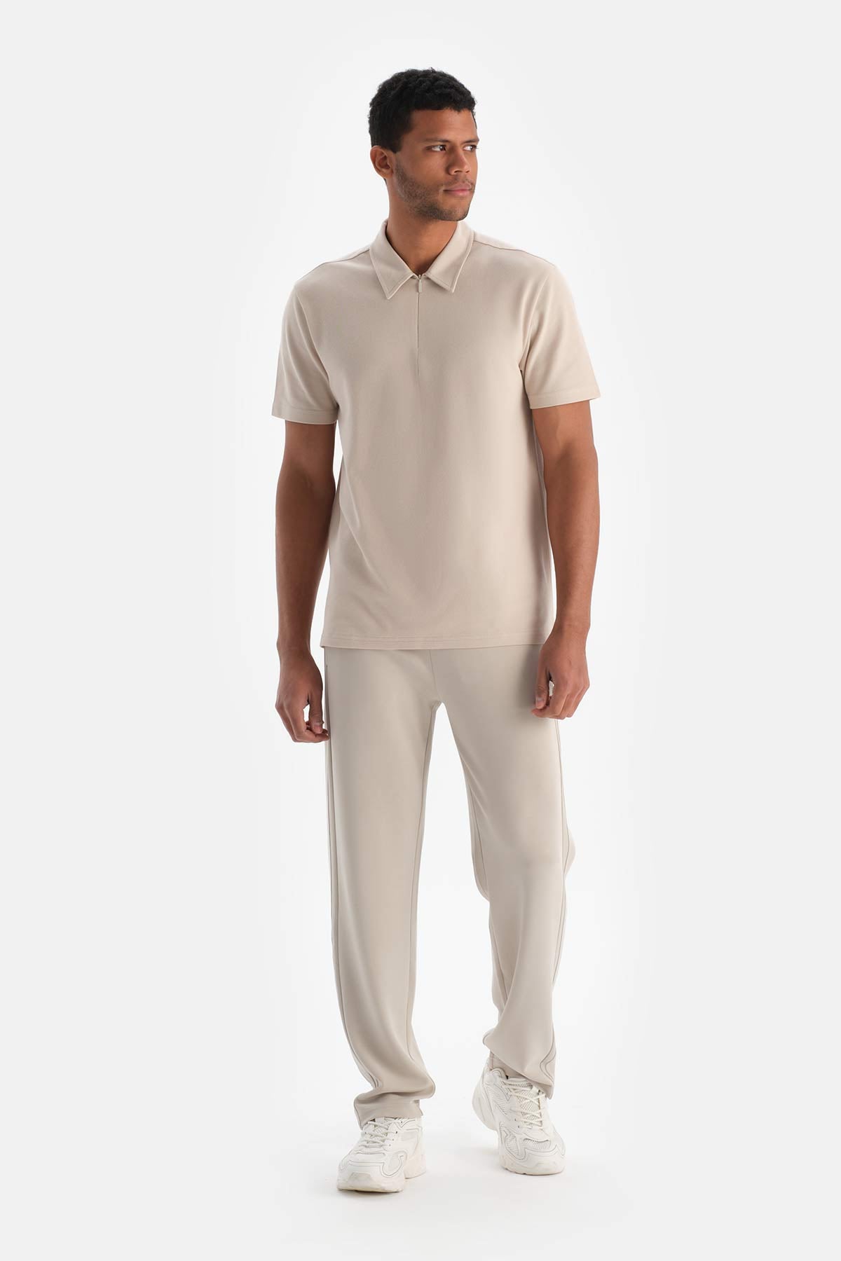 Açık Bej Dagi Active Erkek Fermuarlı Tişört