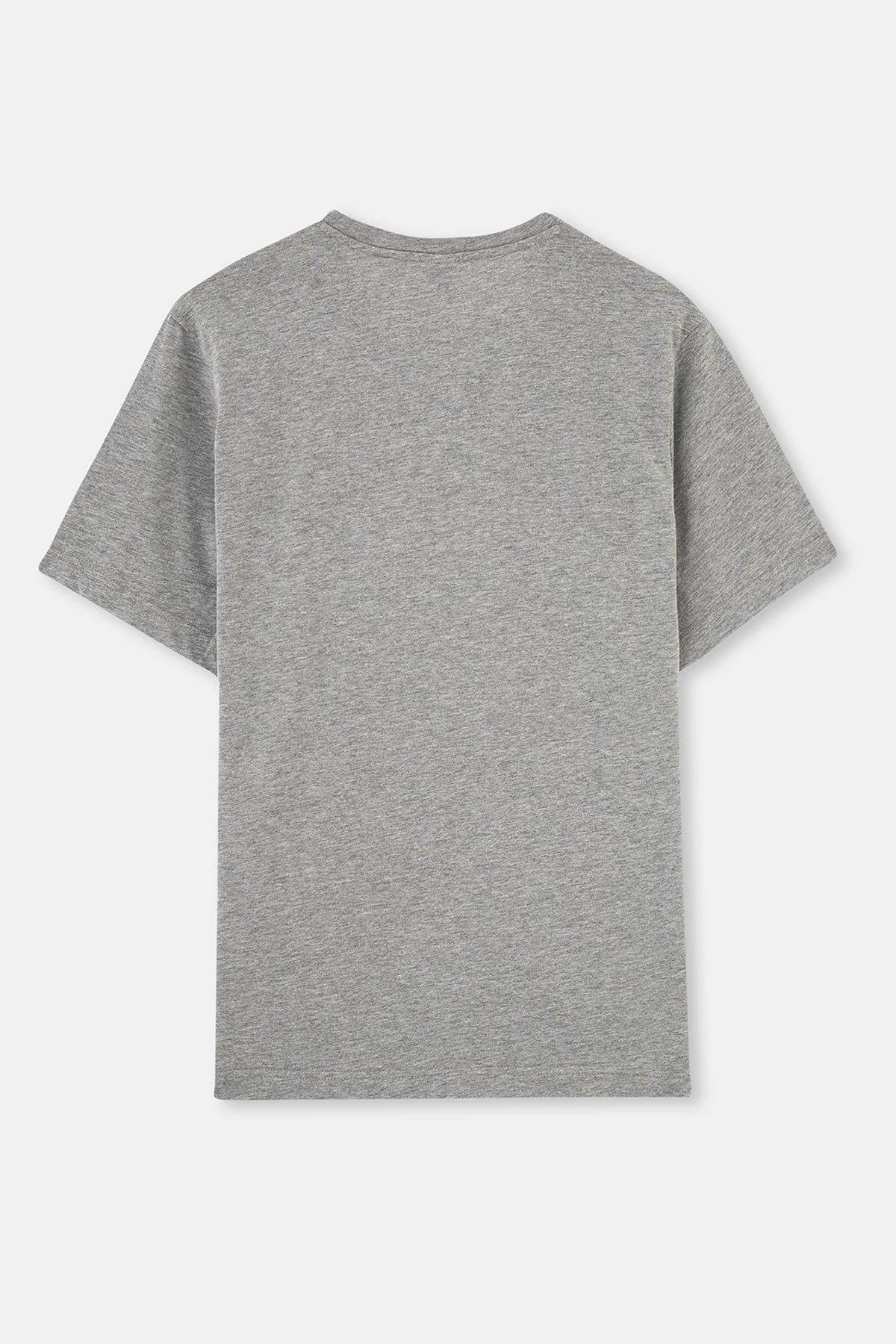 Gri Melanj Bisiklet Yaka Kısa Kollu Süprem Tişört