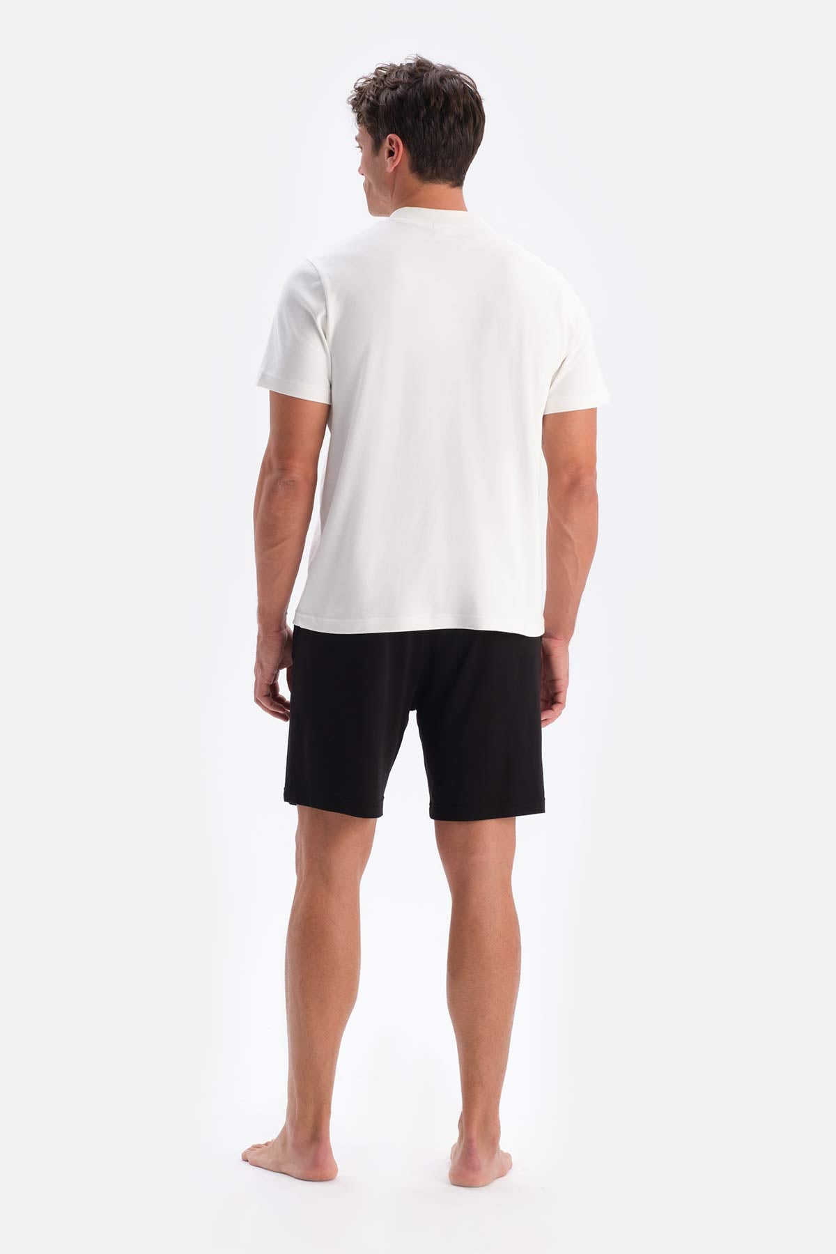 Bordeaux-Black COTTON MODAL DOUBLE KNITTED SHORTS