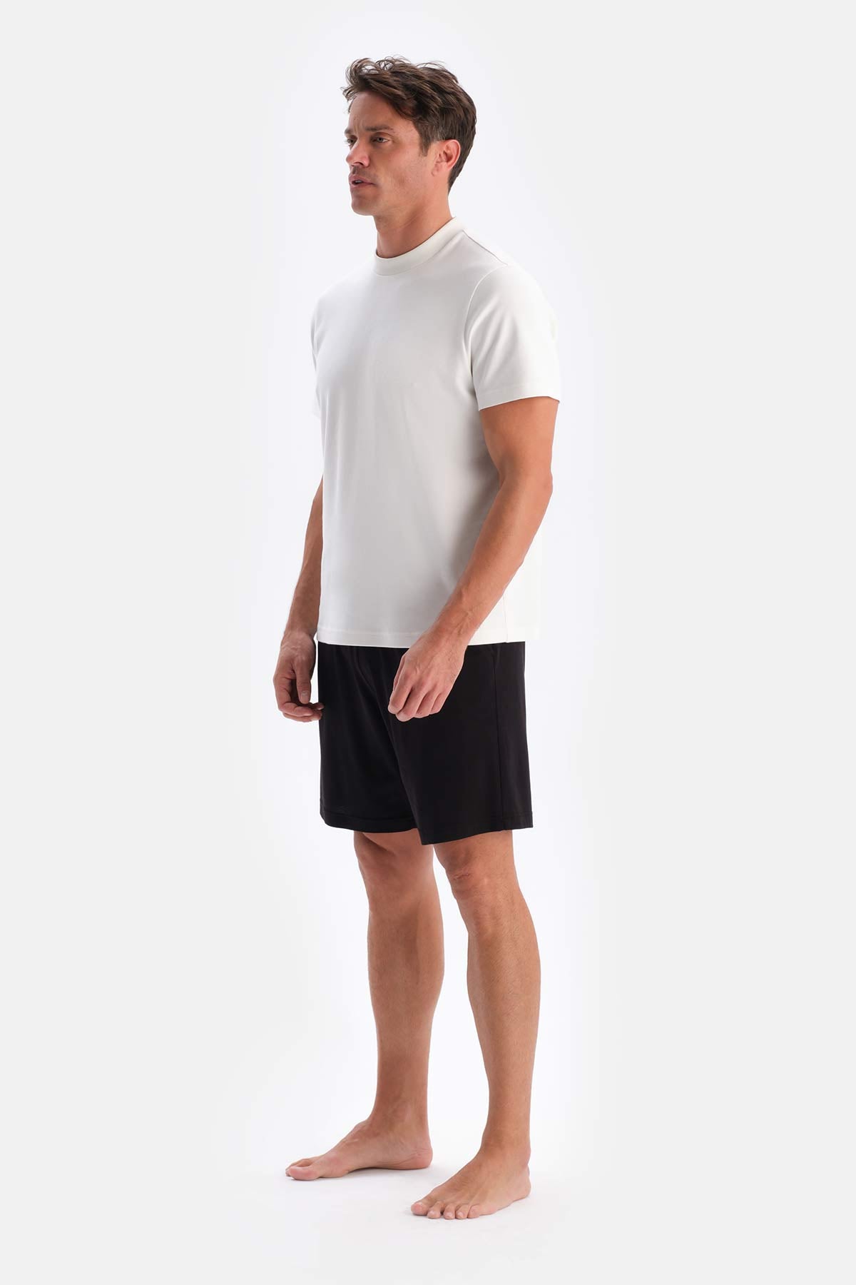 Bordeaux-Black COTTON MODAL DOUBLE KNITTED SHORTS