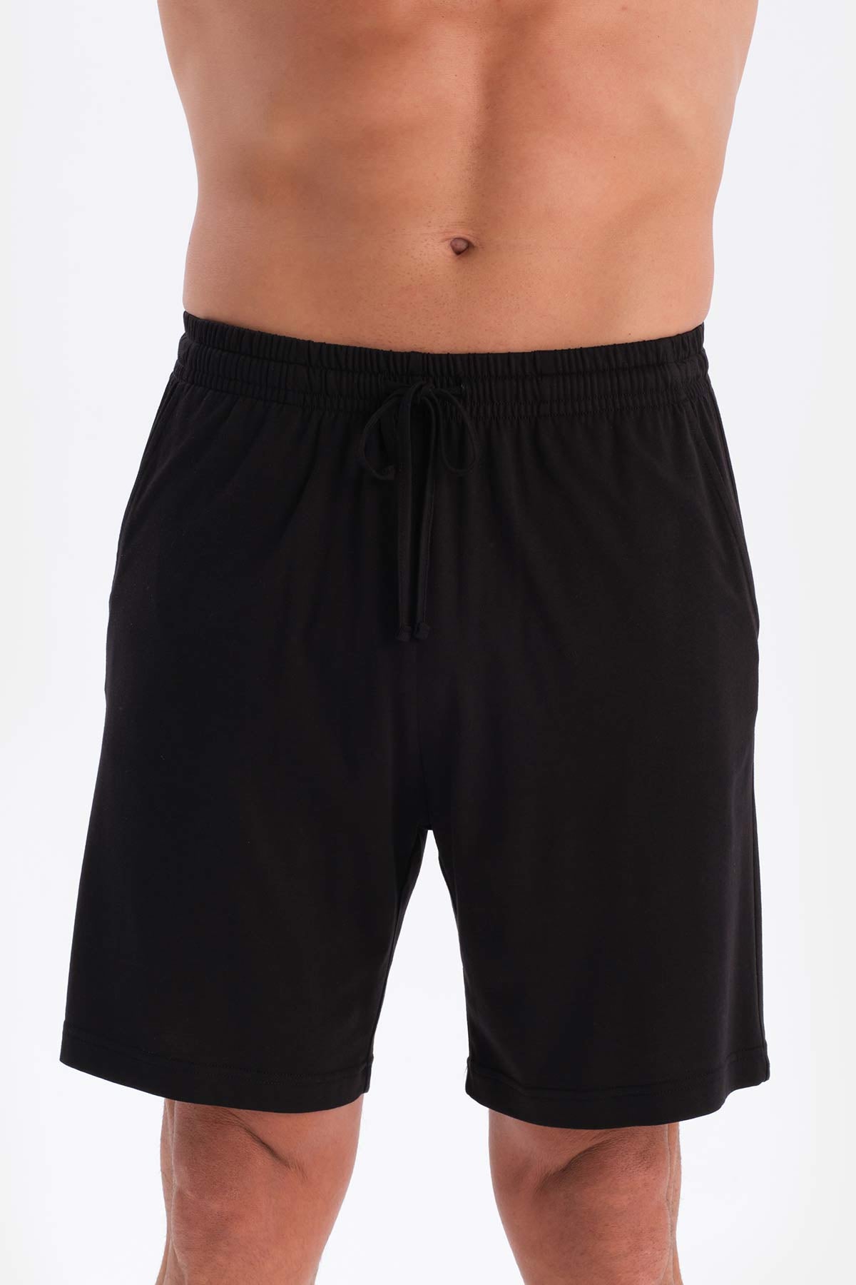 Bordeaux-Black COTTON MODAL DOUBLE KNITTED SHORTS
