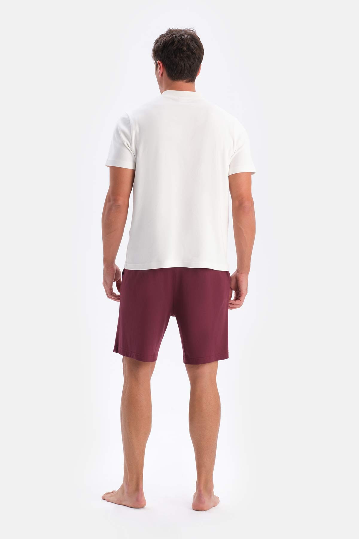 Bordeaux-Black COTTON MODAL DOUBLE KNITTED SHORTS