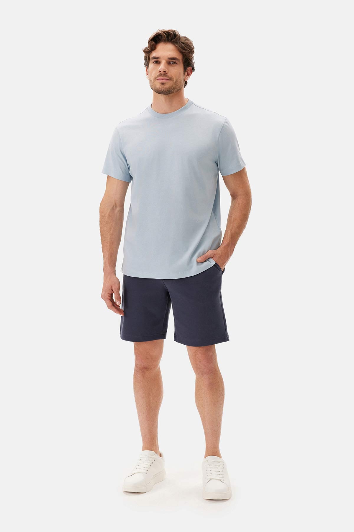 Lacivert Cepli Bağcıklı Şort