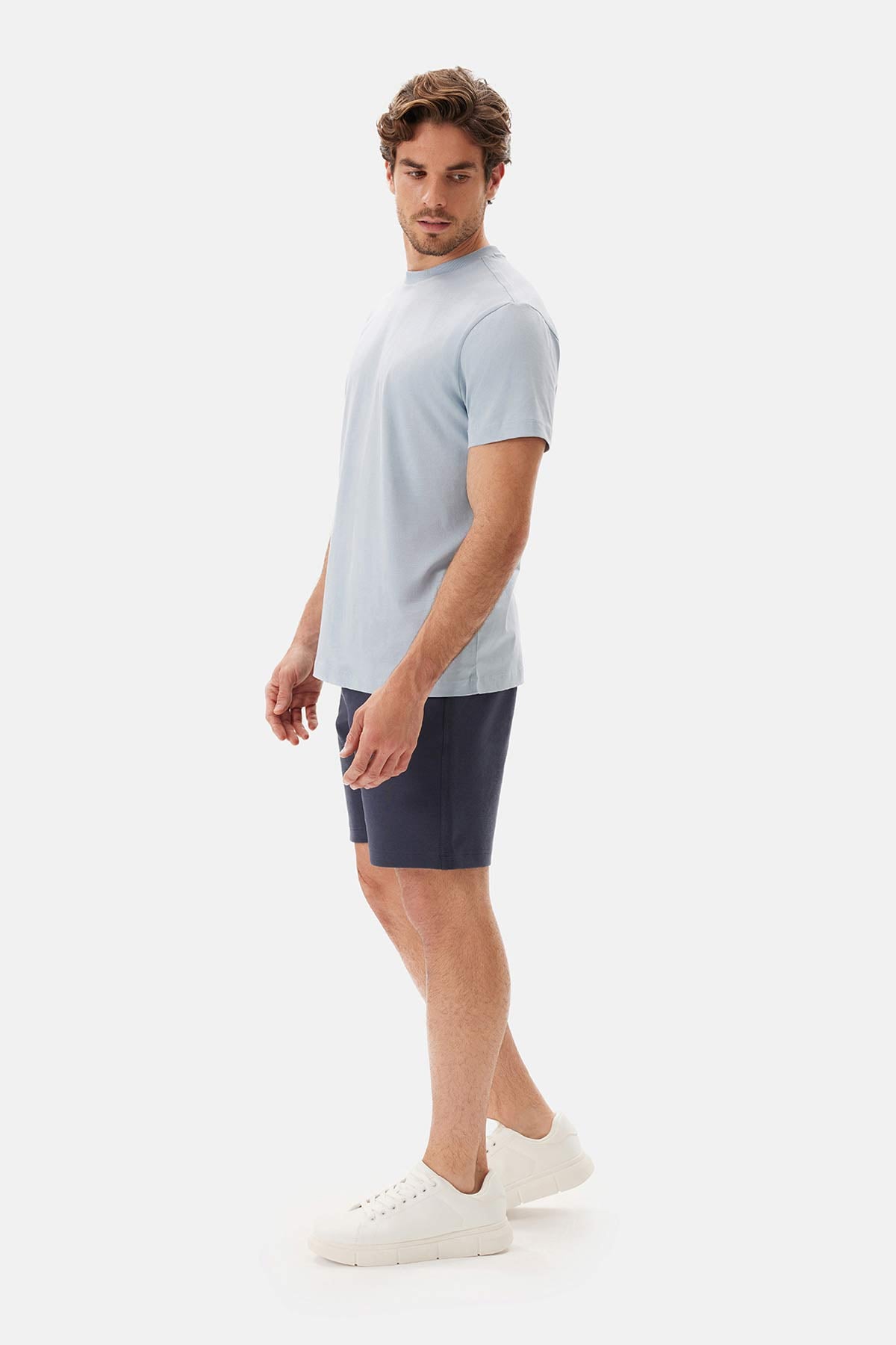 Lacivert Cepli Bağcıklı Şort