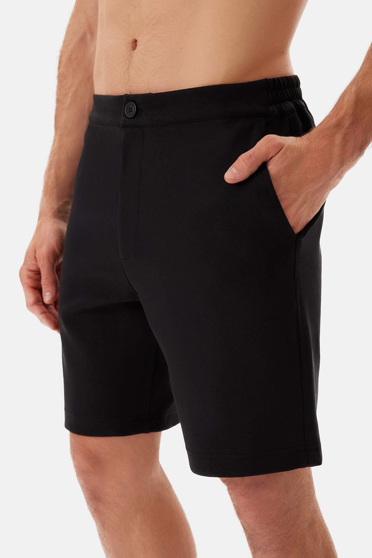 Siyah Cepli Bağcıklı Şort