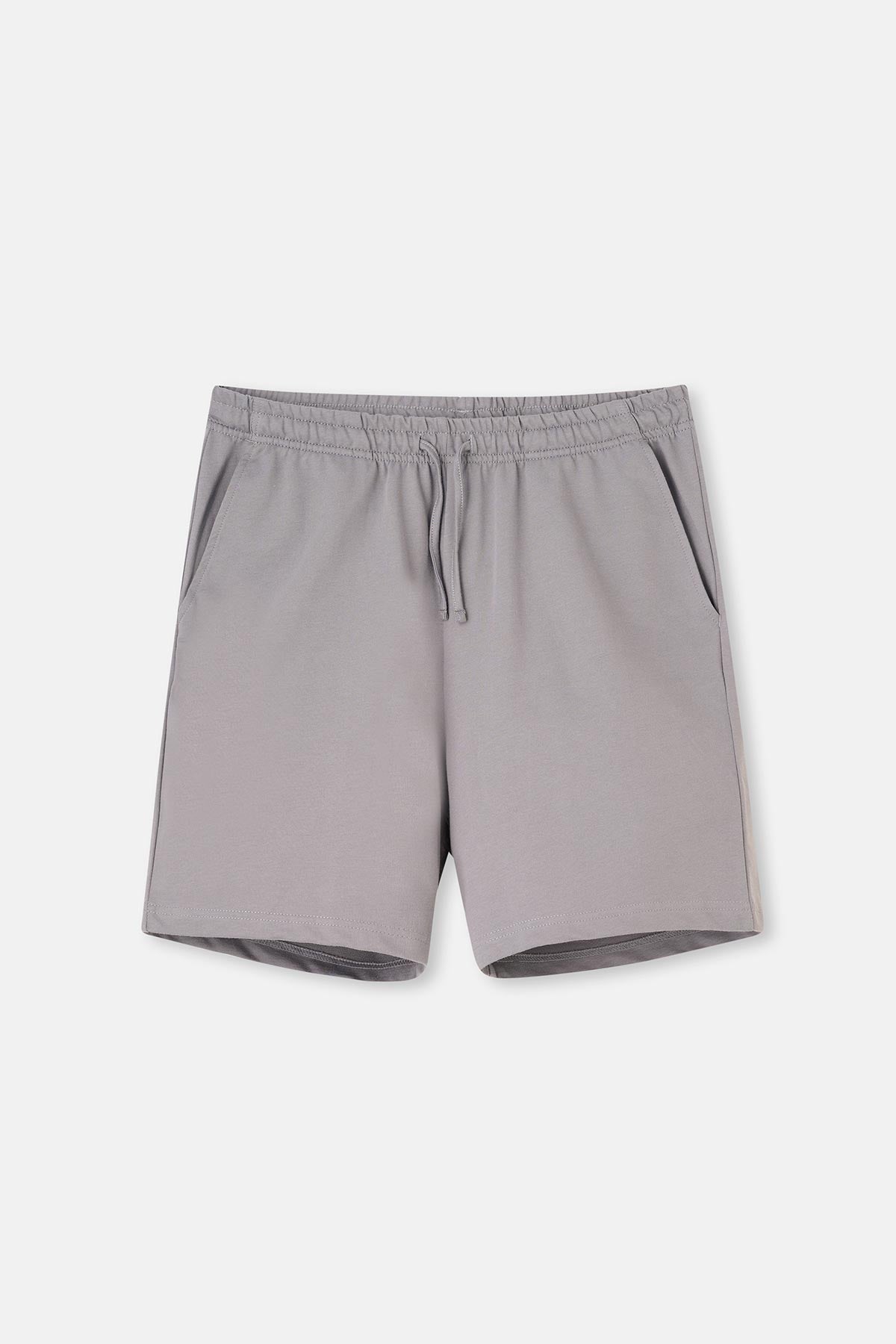 Gri Iki Iplik Cepli Şort Pijama Altı