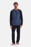 Indigo HALF-PLOT REGLAN SLEEVE COTTON MODAL PAJAMAS SUIT