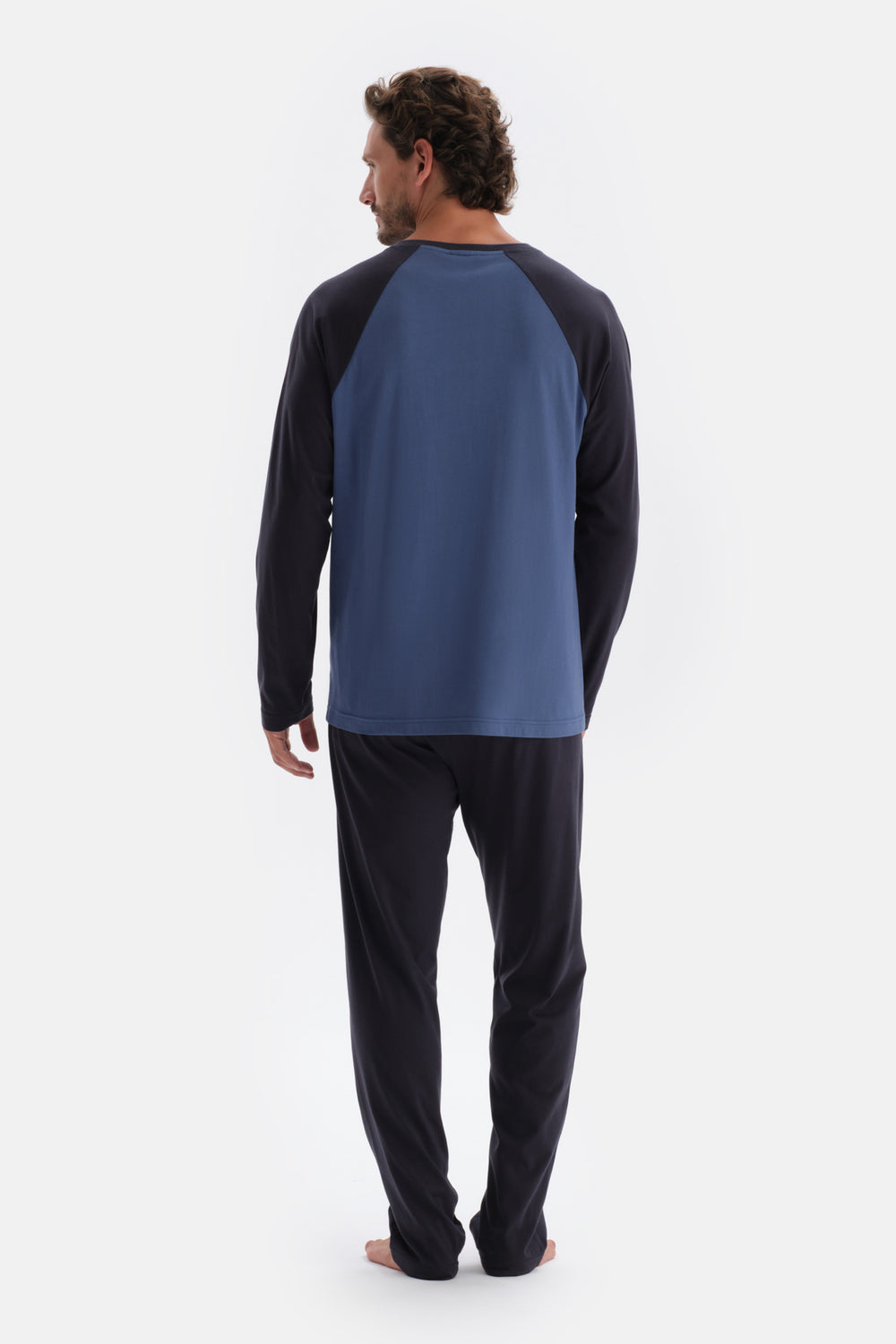 Indigo HALF-PLOT REGLAN SLEEVE COTTON MODAL PAJAMAS SUIT