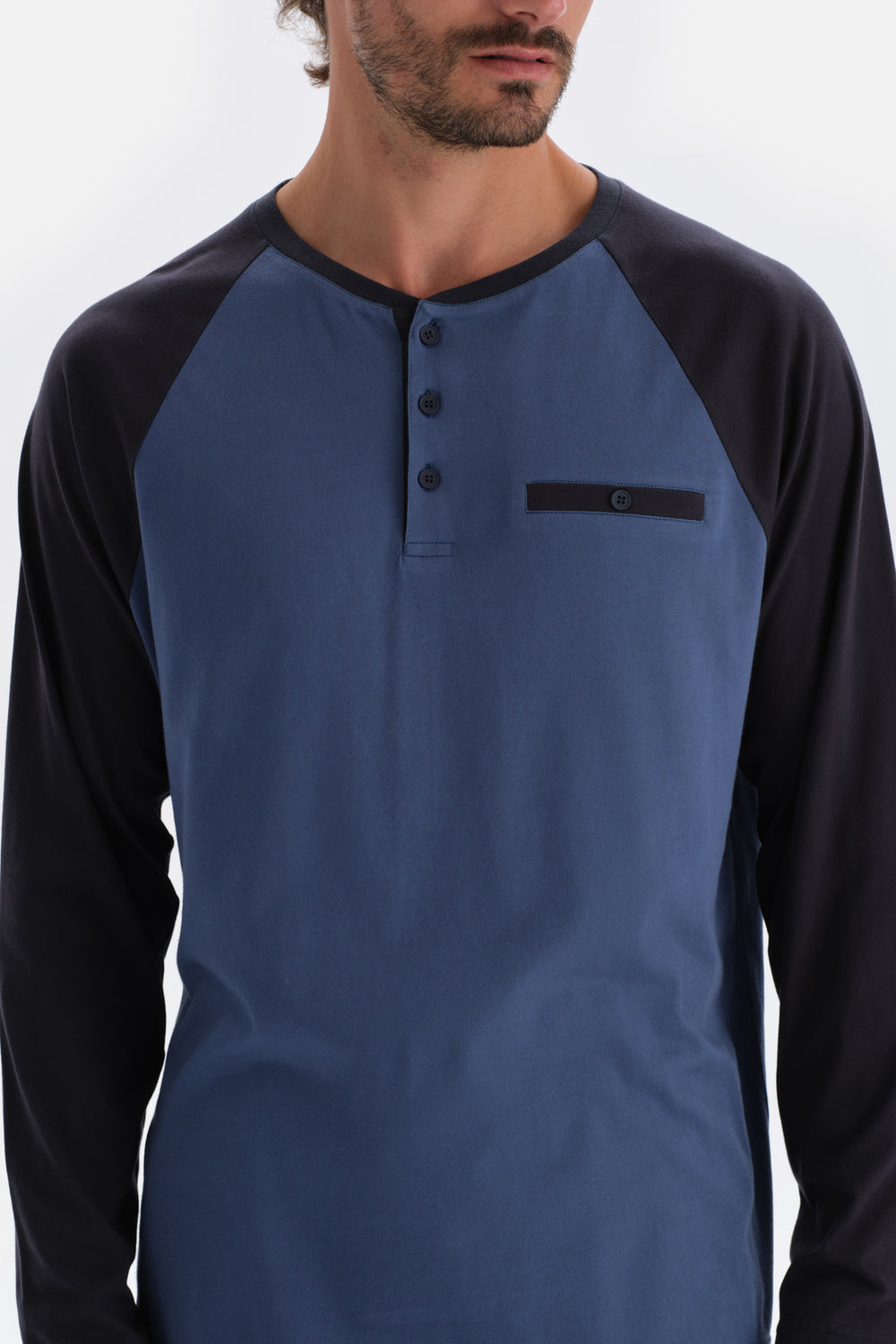 Indigo HALF-PLOT REGLAN SLEEVE COTTON MODAL PAJAMAS SUIT