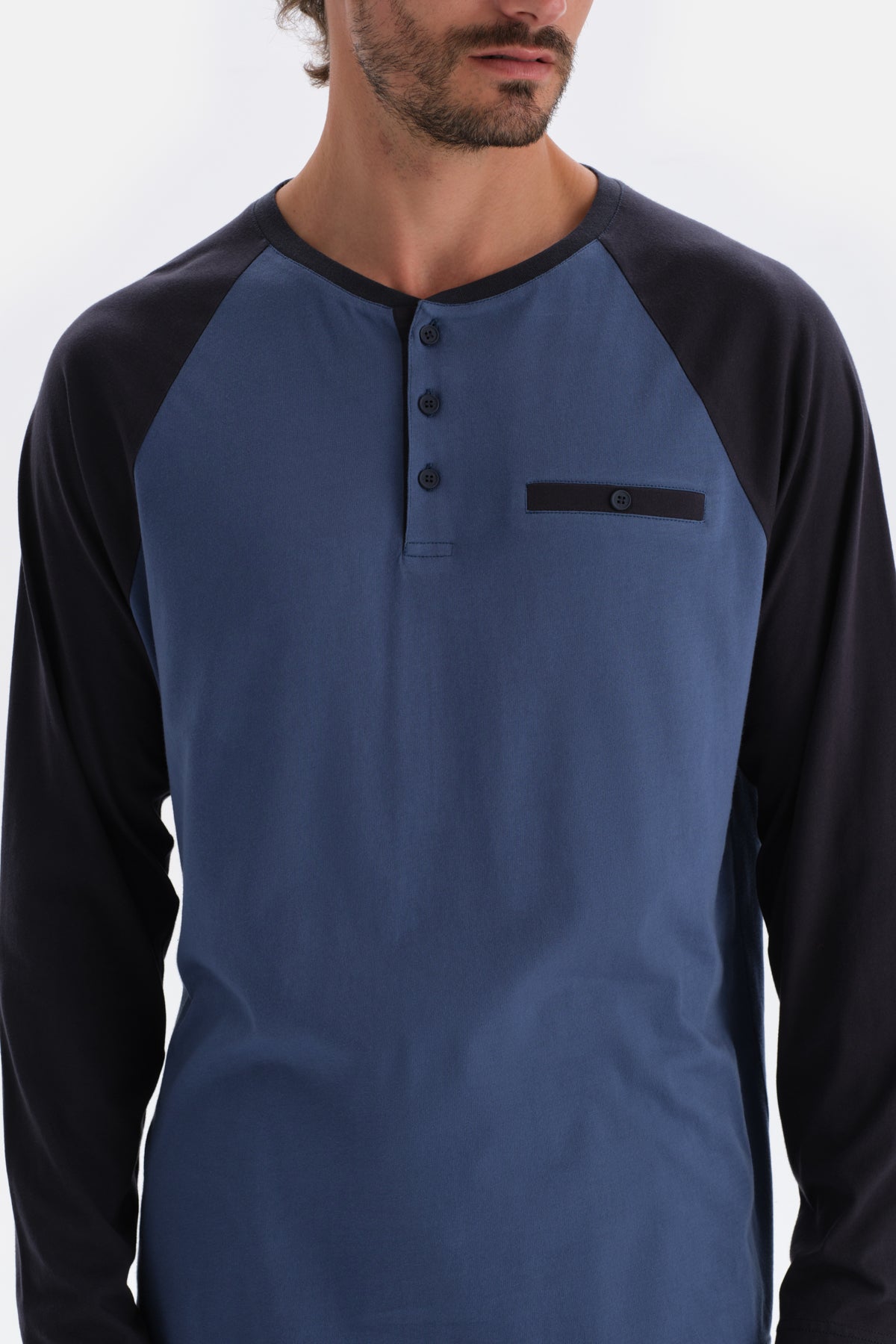 Indigo HALF-PLOT REGLAN SLEEVE COTTON MODAL PAJAMAS SUIT