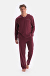 Bordeaux V-NECK LONG SLEEVE COTTON MODAL PAJAMA SET
