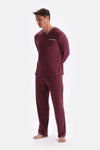Bordeaux V-NECK LONG SLEEVE COTTON MODAL PAJAMA SET