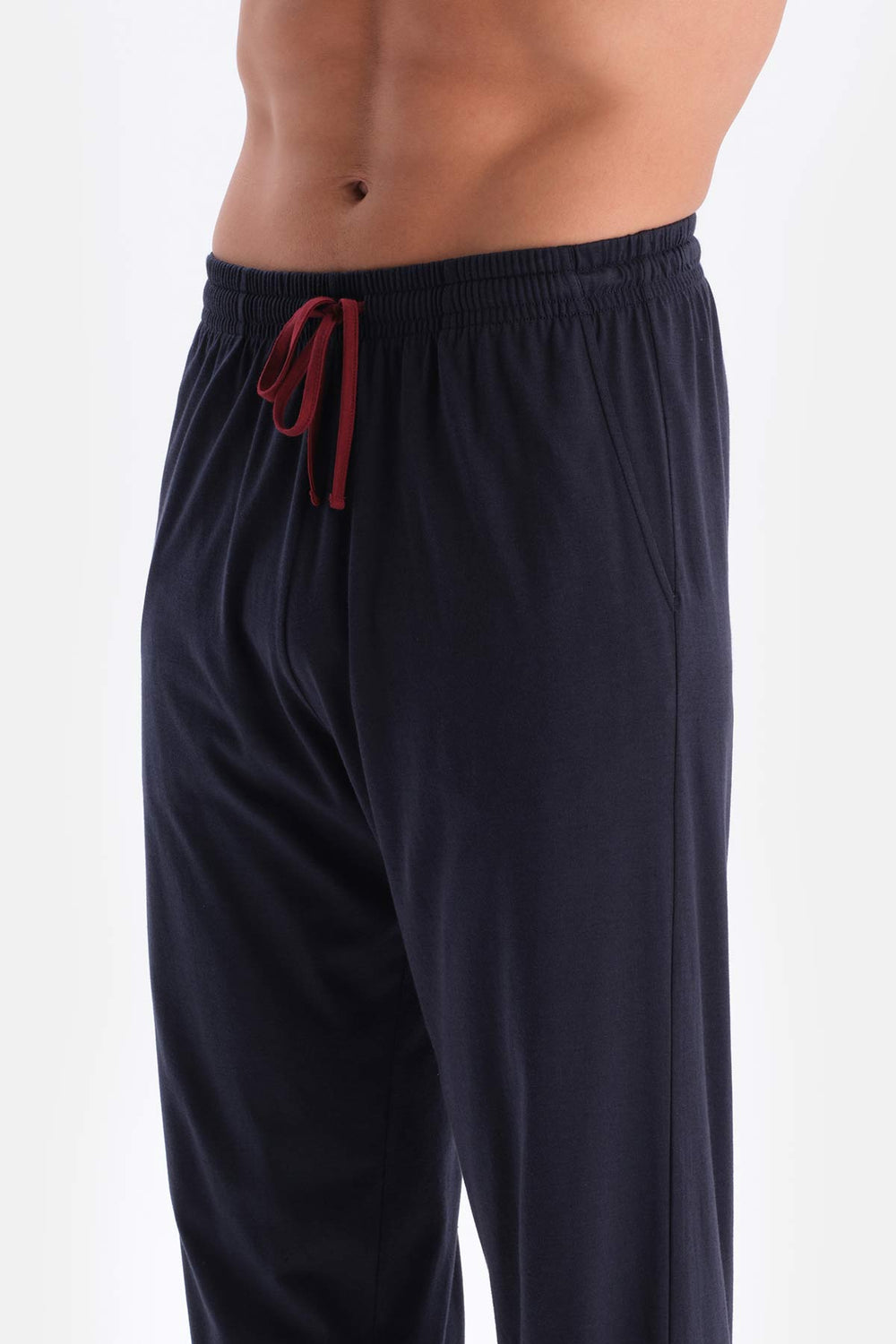 Lacivert Reglan Kol Garnili Pamuk Modal Pijama Takımı